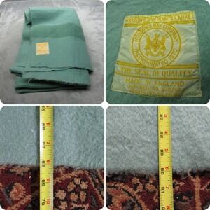 Hudsons Bay Point Wool Blanket Light Green‎ Throw RARE Made In England VTG 90x68